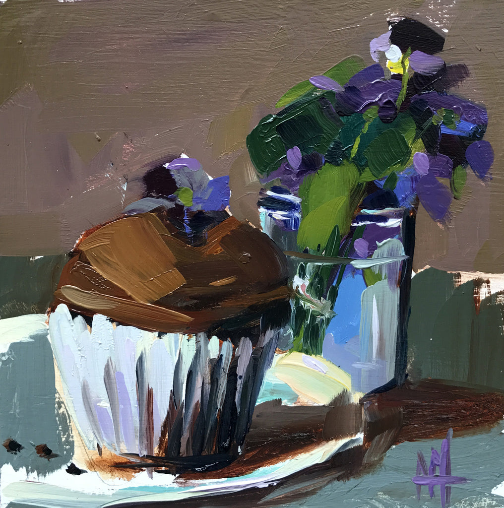 Chocolate Cupcakes with Sugared Violets