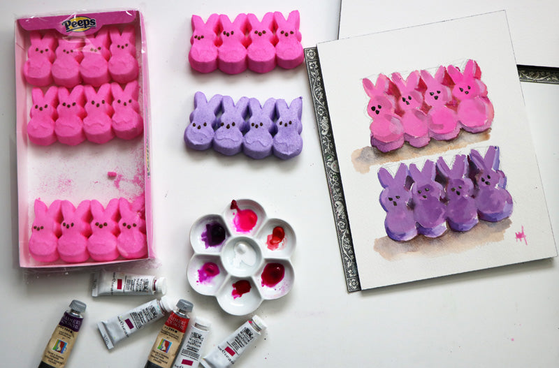Painting Marshmallow Peeps