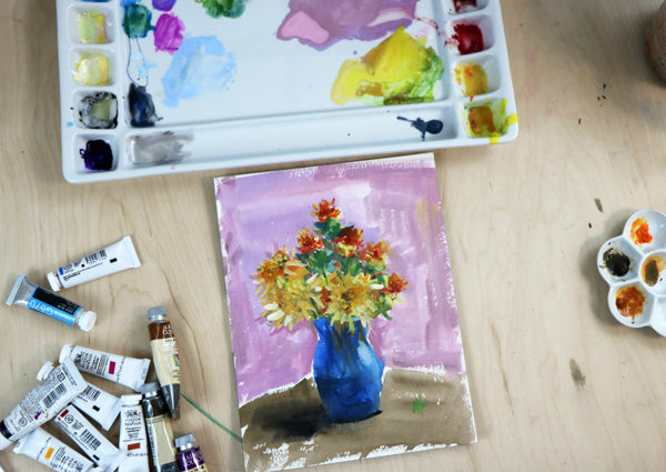 Painting Flowers with Gouache Paint