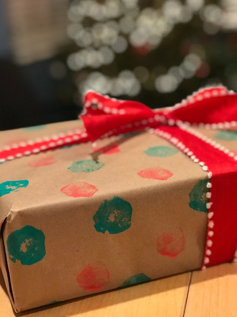 Homemade Potato Stamp Wrapping Paper