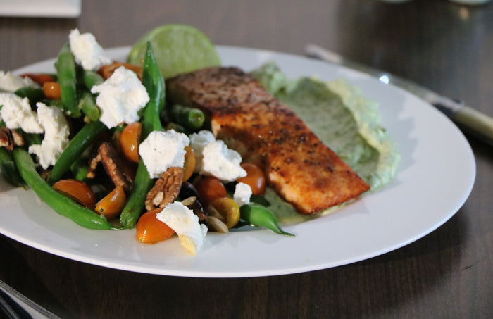 Salmon Dinner with Avocado Cream