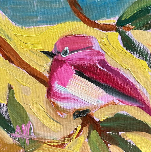 Rose Finch Original Painting by Angela Moulton