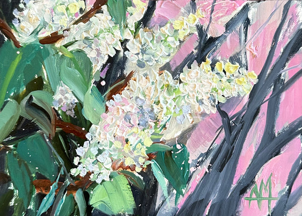 White Lilac Blossoms Original Painting by Angela Moulton