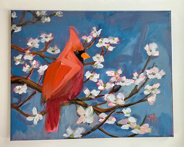 Cardinal and Blossoms Original Painting by Angela Moulton