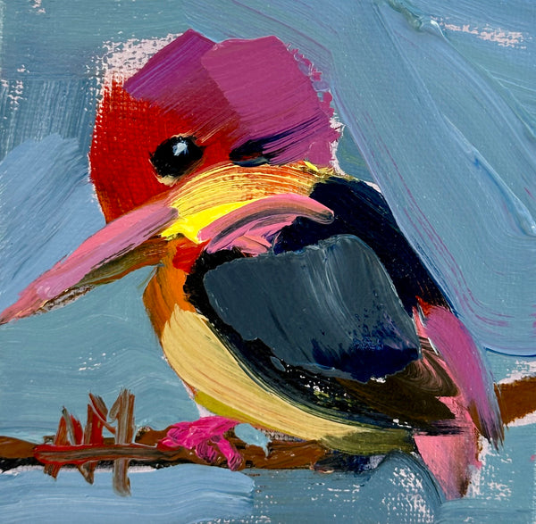Black-Backed Dwarf Kingfisher Original Painting by Angela Moulton