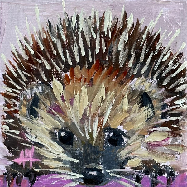 Happy Hedgehog Mini Original Painting by Angela Moulton