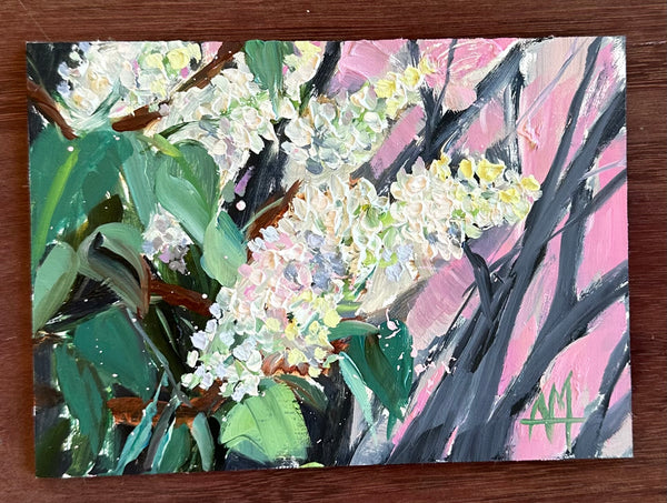White Lilac Blossoms Original Painting by Angela Moulton