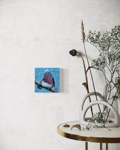 Snowy Robin no. 16 Original Oil Painting by Angela Moulton