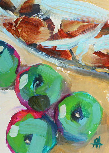 Apples and Pain D'Epi Original Painting by Angela Moulton