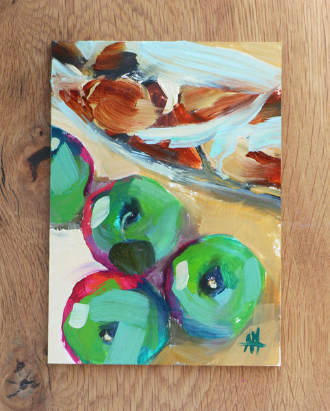 Apples and Pain D'Epi Original Painting by Angela Moulton