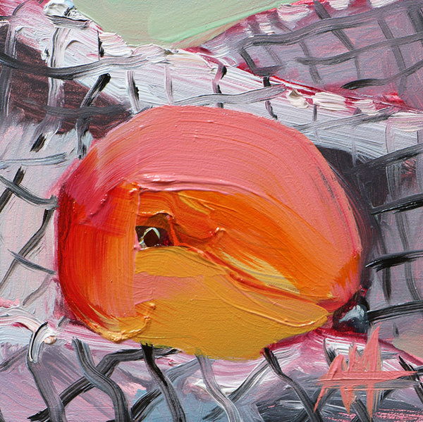 Apricot on Cloth CherriesOriginal Painting by Angela Moulton