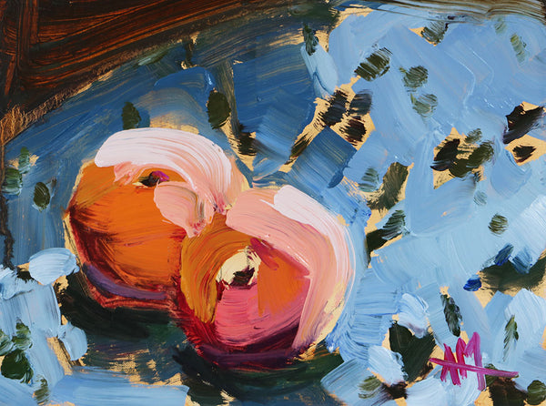Apricots on Fabric Original Painting by Angela Moulton
