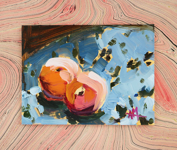 Apricots on Fabric Original Painting by Angela Moulton