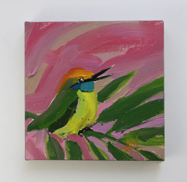 Bee Eater Bird on Pink Original Painting by Angela Moulton