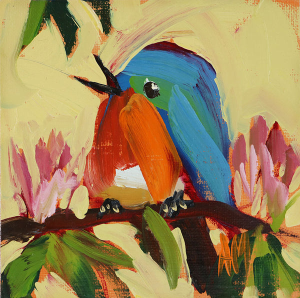 Bluebird and Honeysuckle Original Painting by Angela Moulton