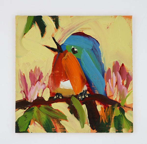 Bluebird and Honeysuckle Original Painting by Angela Moulton