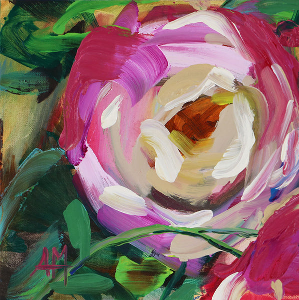 Blushing Roses Original Painting by Angela Moulton