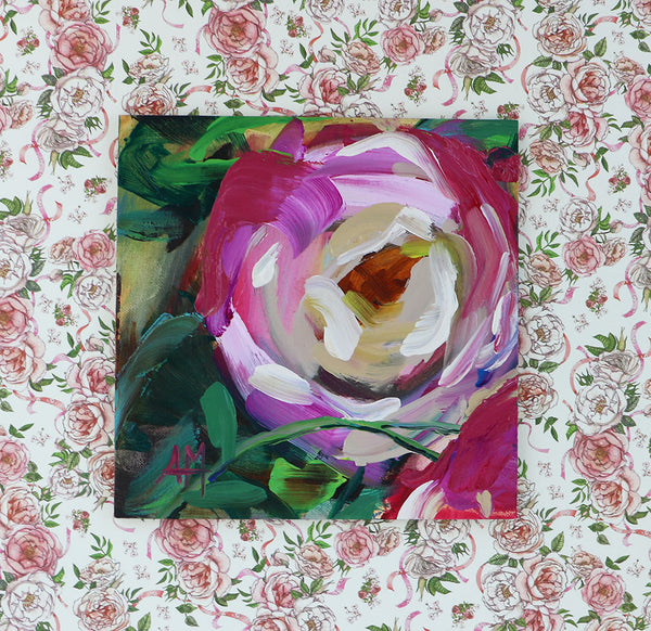 Blushing Roses Original Painting by Angela Moulton