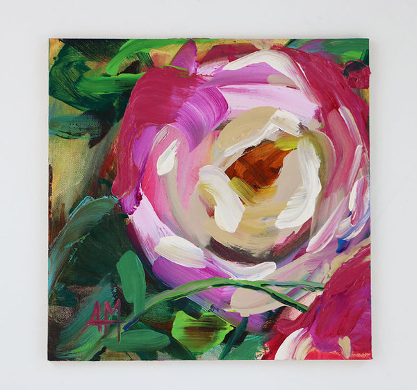 Blushing Roses Original Painting by Angela Moulton