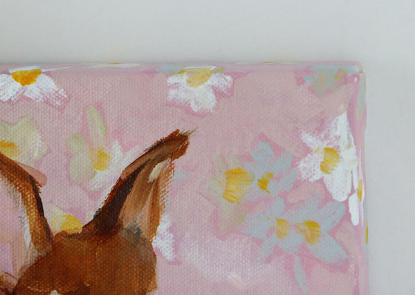 Bunny on Daisies Original Painting by Angela Moulton
