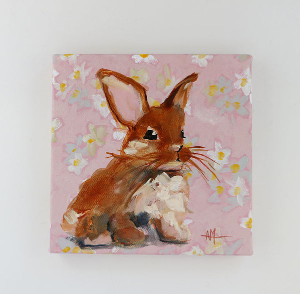 Bunny on Daisies Original Painting by Angela Moulton