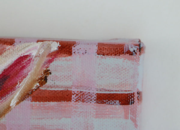 Bunny on Plaid Original Painting by Angela Moulton