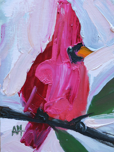 Cardinal no. 650 Original Oil Painting by Angela Moulton