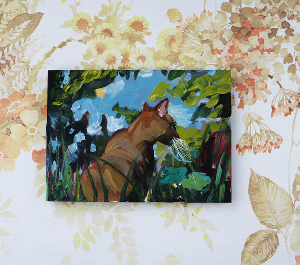 Cat in the Grass Original Painting by Angela Moulton