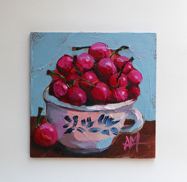 Cherries in Bowl Original Painting by Angela Moulton
