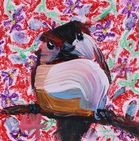 Calico Chickadee Original Painting by Angela Moulton
