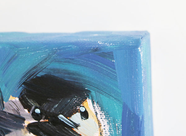 Chickadee on Blue Original Painting by Angela Moulton