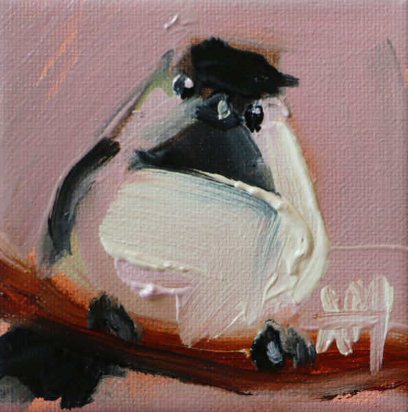 Chickadee on Pale Pink Original Painting by Angela Moulton