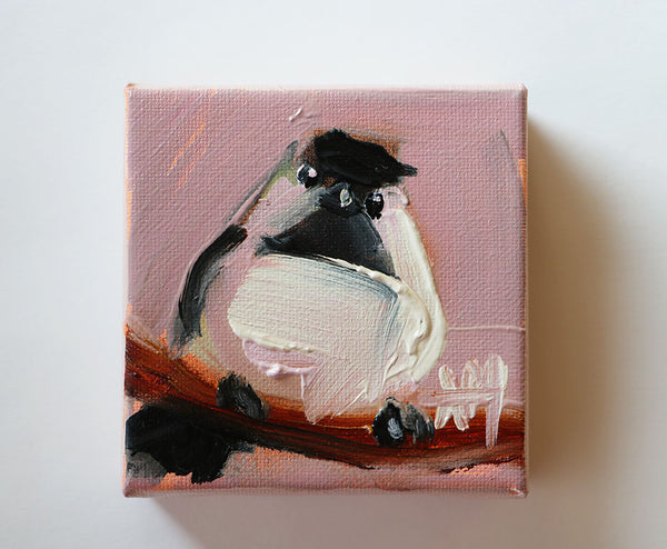 Chickadee on Pale Pink Original Painting by Angela Moulton