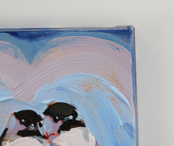 Chickadees and Blue Heart Sky Original Painting by Angela Moulton