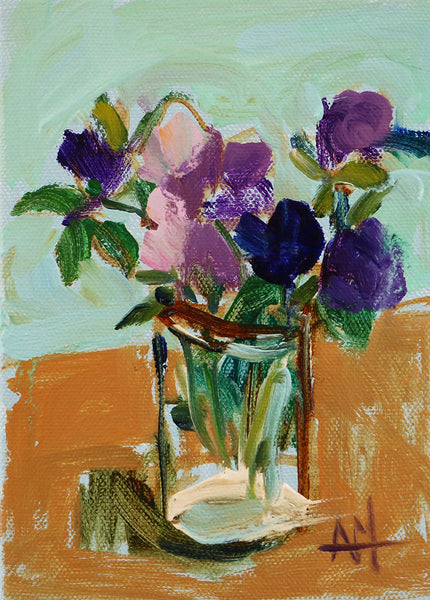 Clover in Jelly Jar Original Painting by Angela Moulton
