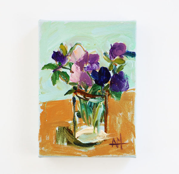 Clover in Jelly Jar Original Painting by Angela Moulton