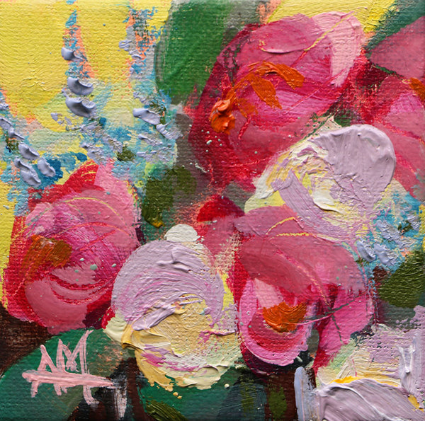 Colorful Bouquet Mini Original Painting by Angela Moulton