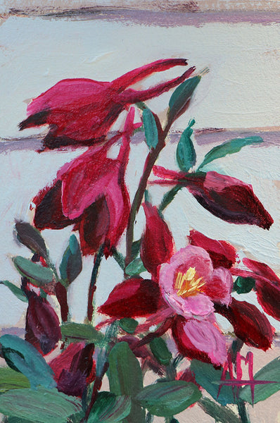 Columbine Flowers Original Painting by Angela Moulton