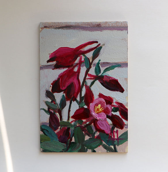 Columbine Flowers Original Painting by Angela Moulton