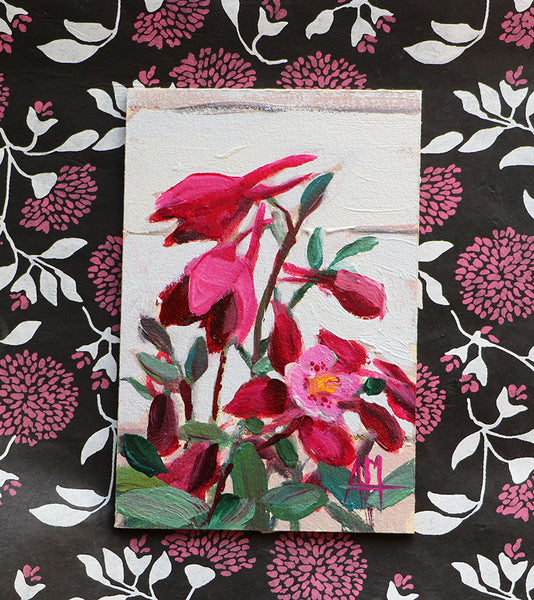 Columbine Flowers Original Painting by Angela Moulton