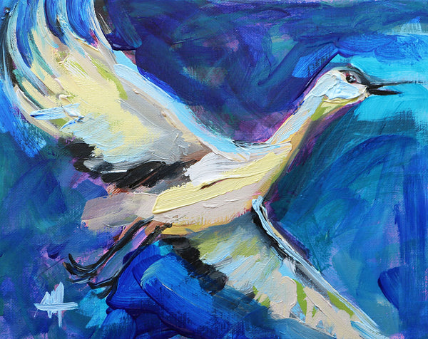 Crane in Flight Original Painting by Angela Moulton