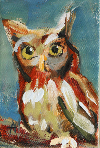 Curious Owl Original Painting by Angela Moulton