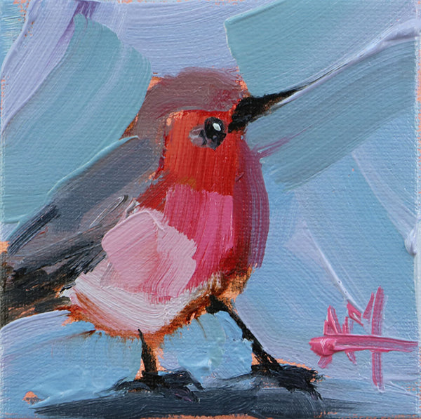 European Robin Mini Original Painting by Angela Moulton