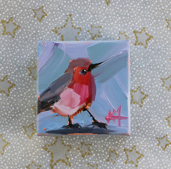 European Robin Mini Original Painting by Angela Moulton