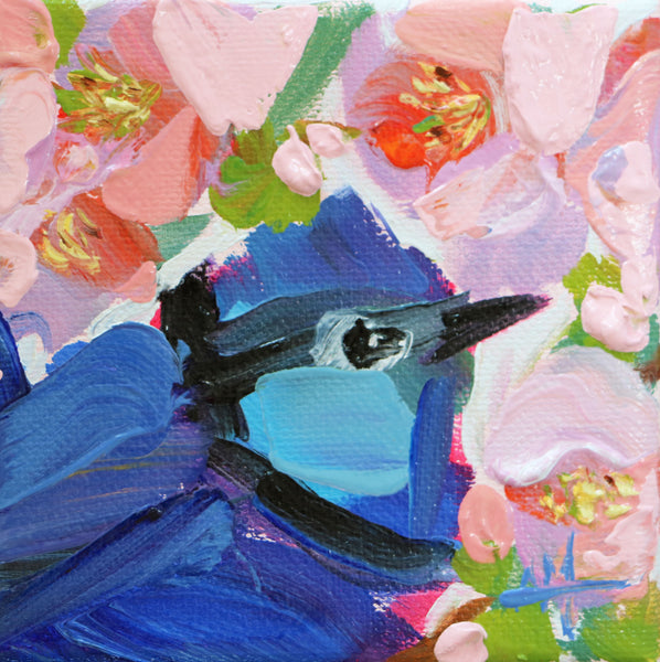 Fairy Wren Floral Original Painting by Angela Moulton