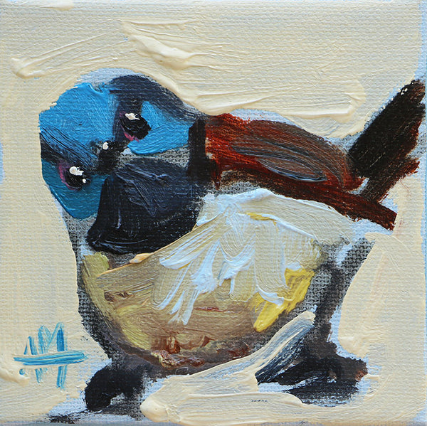 Fairy Wren Greeting Original Painting by Angela Moulton