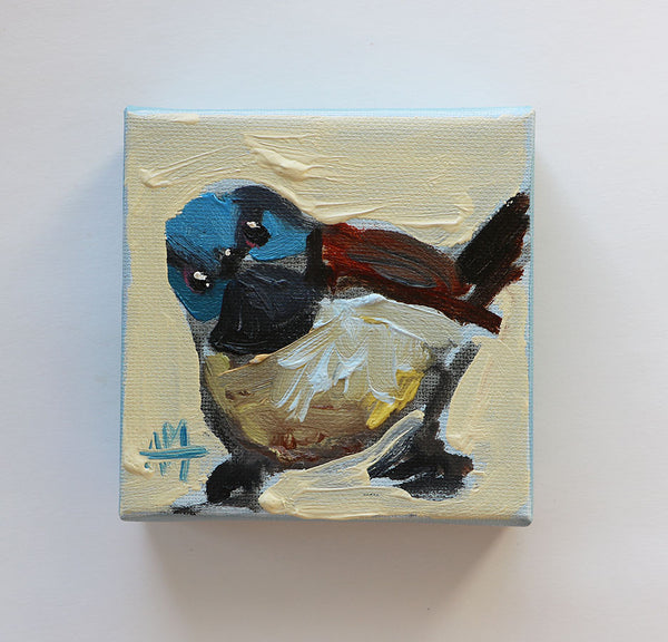 Fairy Wren Greeting Original Painting by Angela Moulton