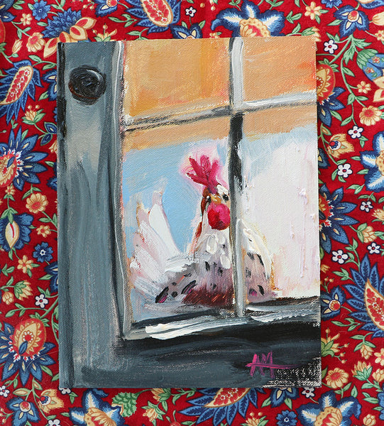 Friendly Chicken Original Painting by Angela Moulton