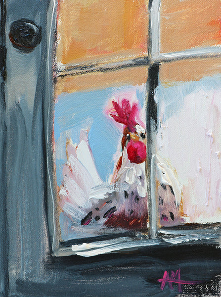 Friendly Chicken Original Painting by Angela Moulton
