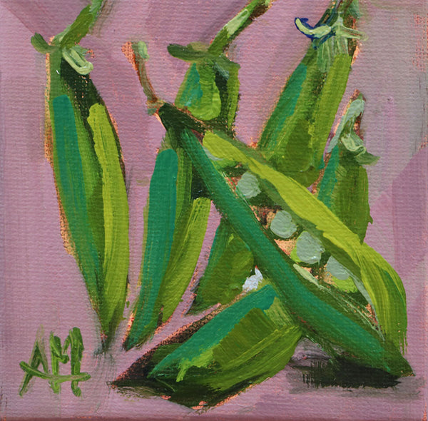 Garden Peas Original Painting by Angela Moulton
